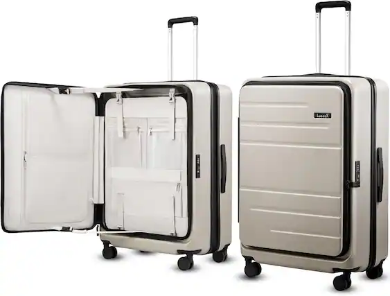 Front. LUGGEX - LUGGEX 28 Inch Checked Luggag, Opening Expandable Polycarbonate Hard Shell Suitcase with TSA Approved Lock - FLO5 - Beige.