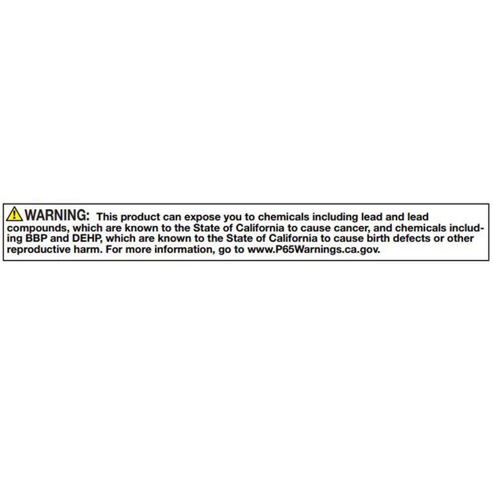 WARNING: This product can expose you to chemicals including lead and lead compounds, which are known to the State of California to cause cancer, and chemicals including BBP and DEHP, which are known to the State of California to cause birth defects or other reproductive harm. For more information, go to www.P65Warnings.ca.gov.