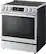 The image shows a stainless steel LG oven with a black door. The oven has a digital display and a timer that shows the time of 2:35. The oven is a modern and sleek design, with a large window that allows for easy viewing of the food being cooked. The oven is likely a part of a kitchen appliance set, which includes a stove and a microwave.