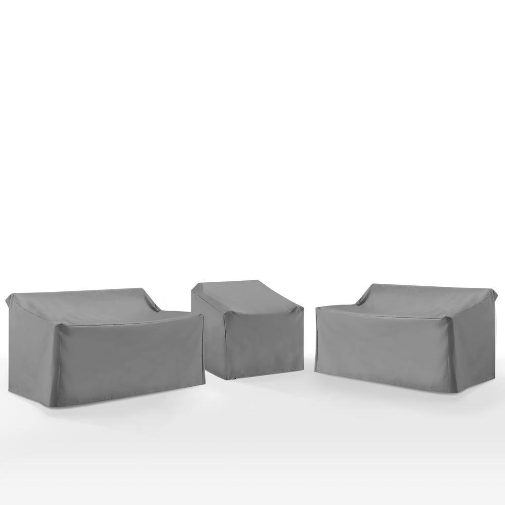Alt View 2. Crosley Furniture - 3Pc Outdoor Sectional Furniture Cover Set - 2 Loveseats & 1 Chair - Gray.