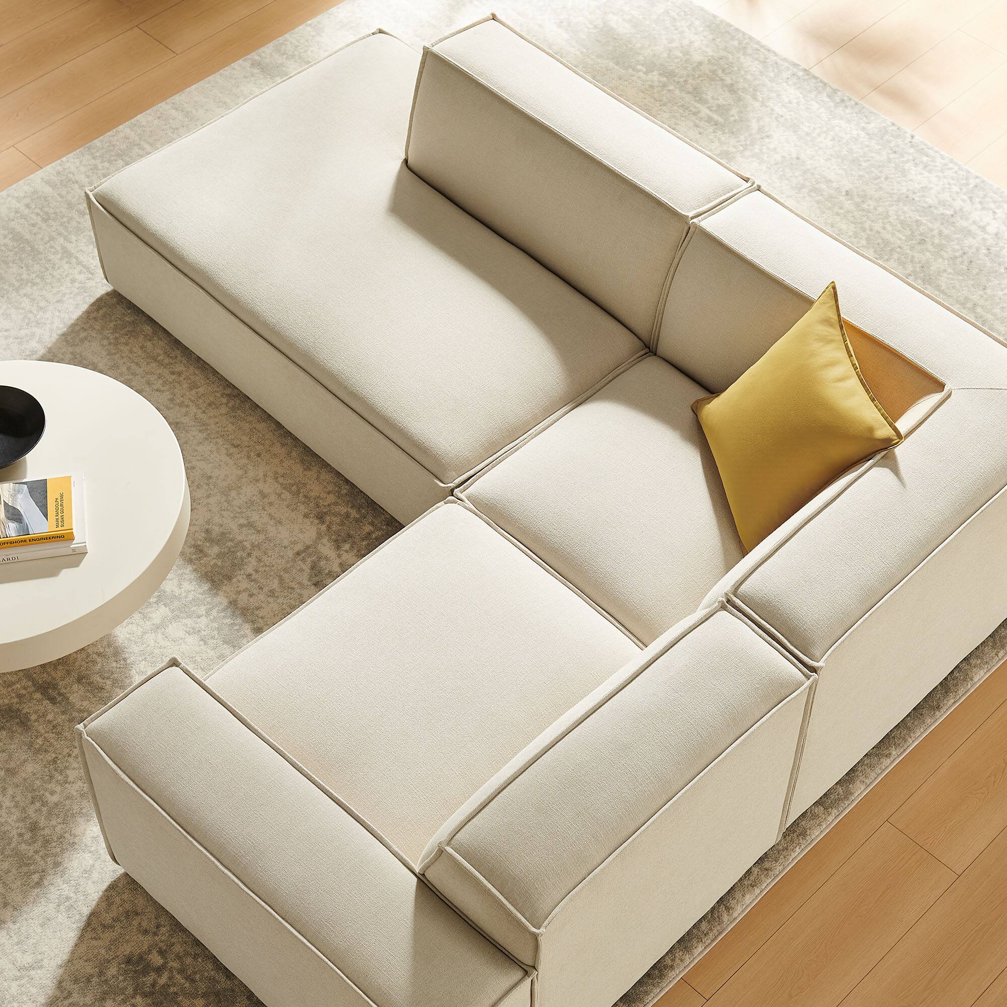 Alt View 9. Modway - Restore 3-Piece Performance Fabric Upholstered Modular L-Shaped Sectional Sofa by Modway - Ecru.