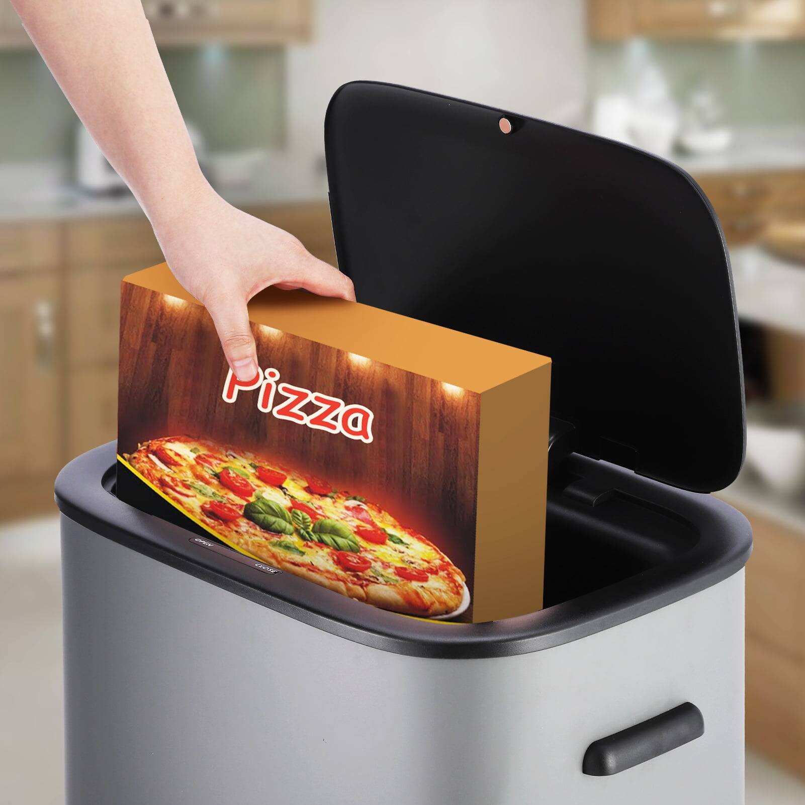 Alt View 1. Homhougo - 13 Gallon Automatic Trash Can with Lid, Smart Motion Sensor Bin for Bedroom, Bathroom, Kitchen, Office - Grey.