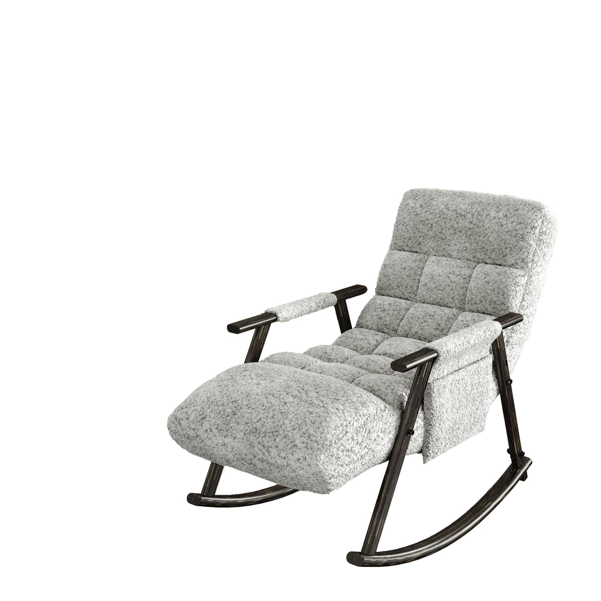 Alt View 4. GOODSILO - Adjustable High Back Casual Rocking Chair with Footrest and Side Pockets for Living Room Bedroom or Balcony - Grey.