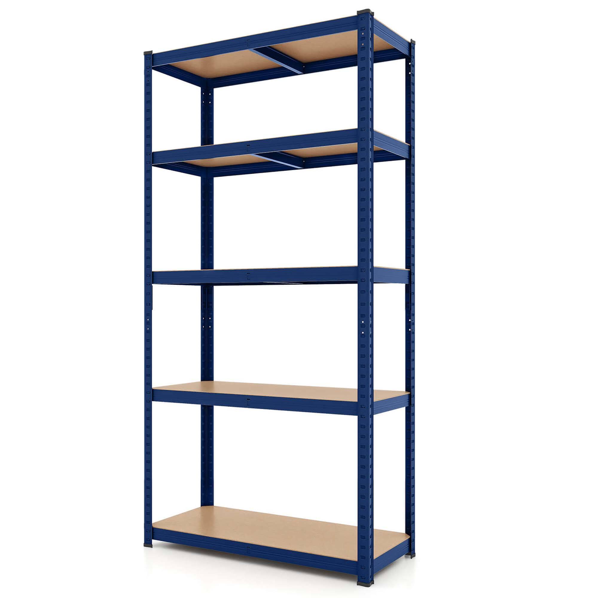 Front. Costway - Costway 5 Tier Adjustable Garage Shelving Unit with 2000 lbs Max Load for Warehouse - Blue.