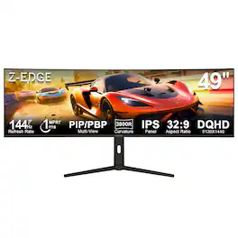 Z-Edge - 49" 32:9 DQHD 5120x1440 144Hz 1ms 3800R Curved IPS Gaming Monitor, 400cd/m², 1.07B Colors (10bit), Adjustable Stand - Black