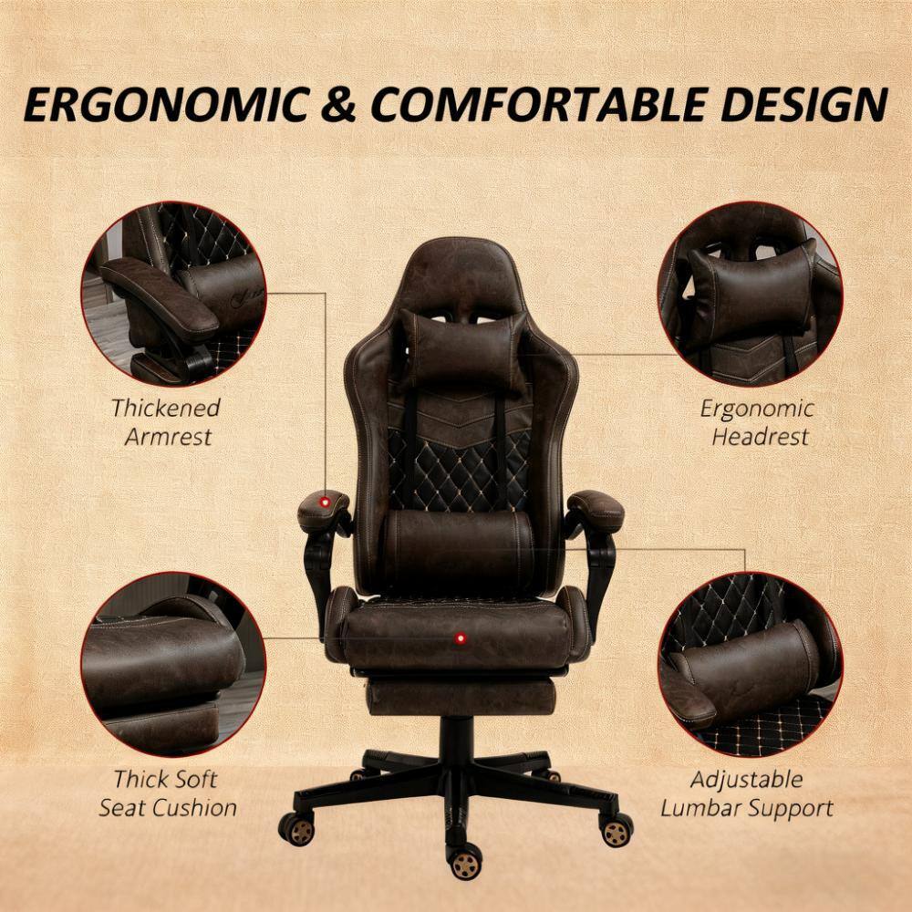 ERGONOMIC & COMFORTABLE DESIGN

- Thickened Armrest
- Ergonomic Headrest
- Thick Soft Seat Cushion
- Adjustable Lumbar Support