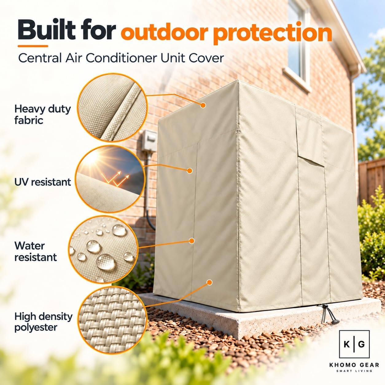 KHOMO GEAR Air Conditioner Cover for Outside Units Waterproof, Central ...