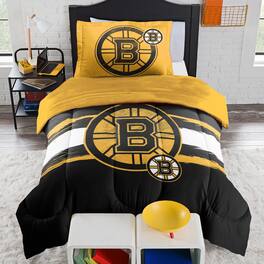Sweet Home Collection - NHL Boston Bruins Comforter & Pillow Sham Set- Twin/Twin XL - Multicolored