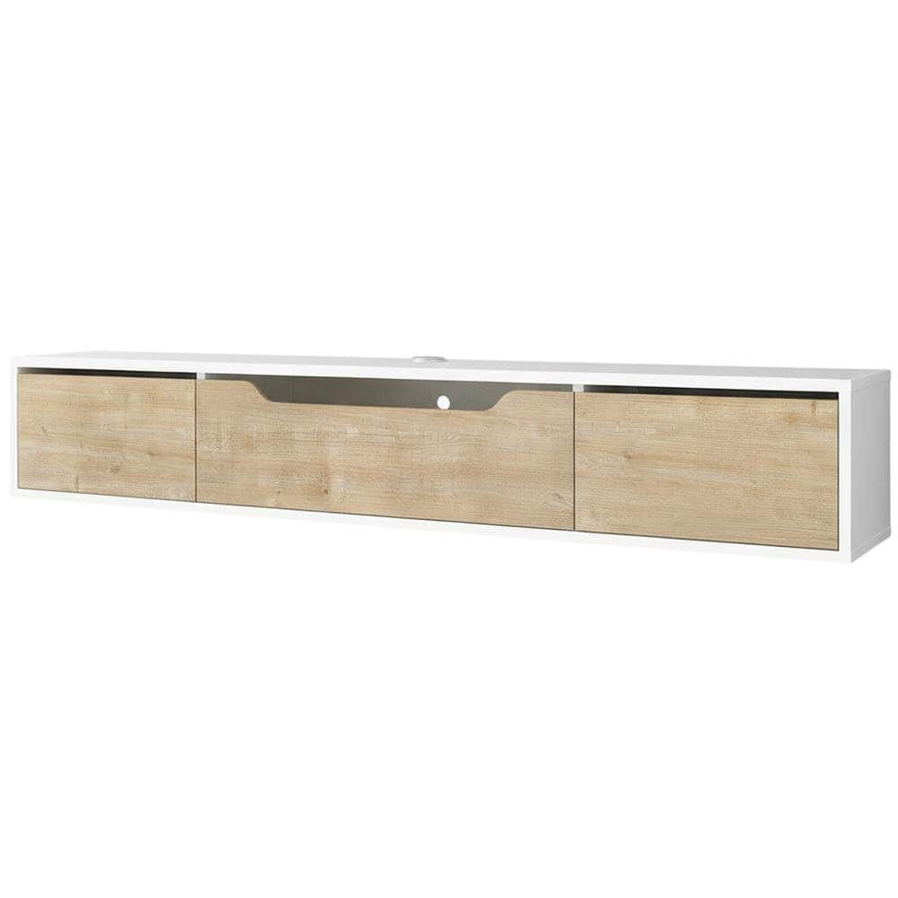 FurniFact - Floating TV Stand for Up to 80 Inch TVs – Wall Mounted Media Console - White