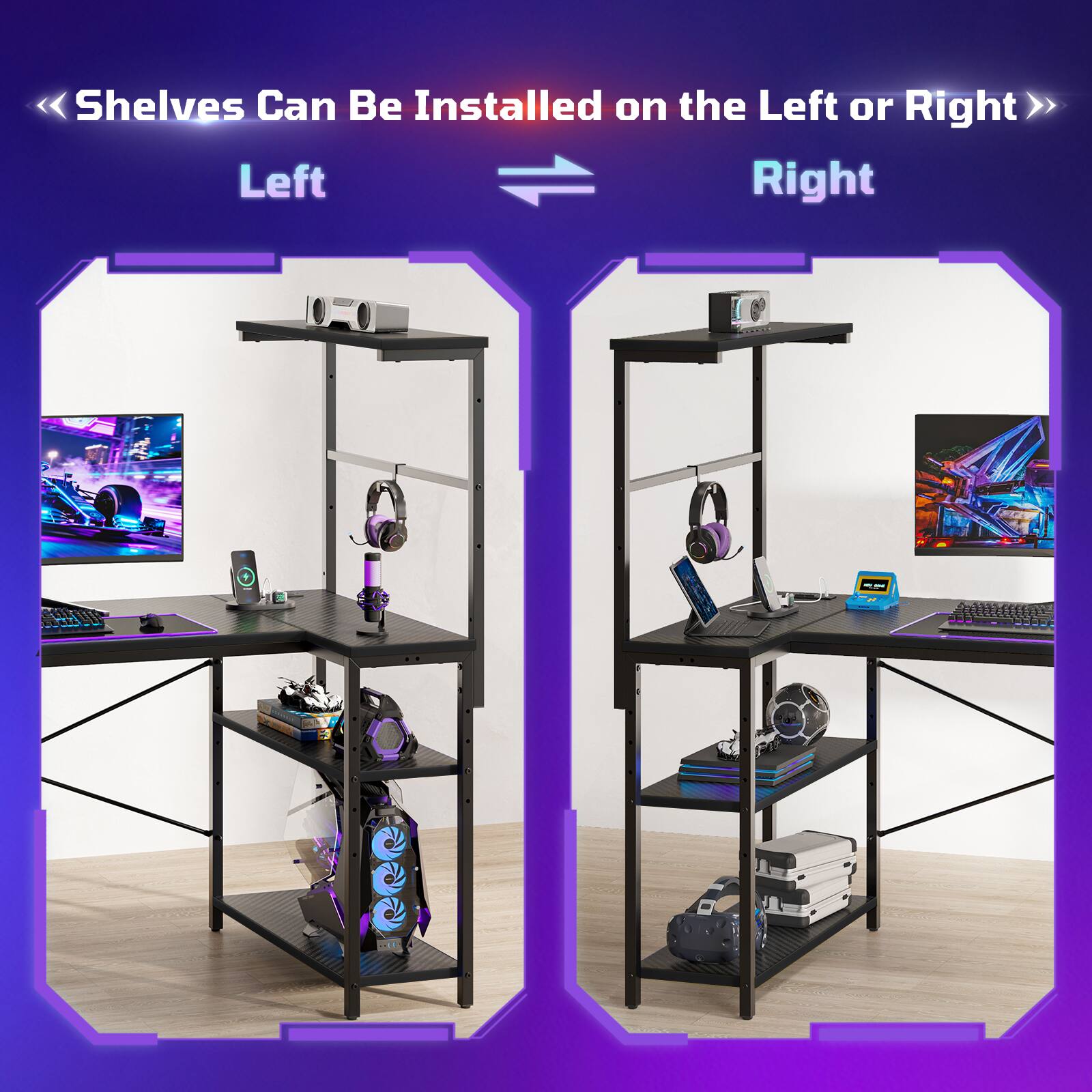 Shelves Can Be Installed on the Left or Right