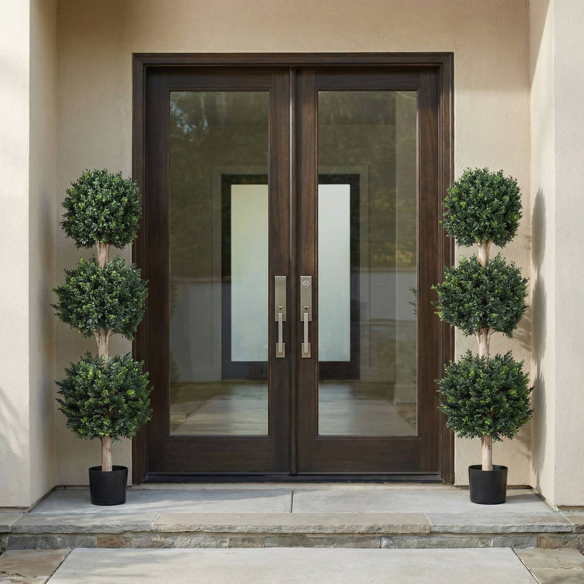 Alt View 6. Pure Garden - 5FT Hedyotis Artificial Tree in Pot - Green, Brown, Black.
