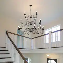 Boyel Living - Farmhouse Chandelier Black Metal Chandeliers Light Fixtures Industrial for High Ceiling