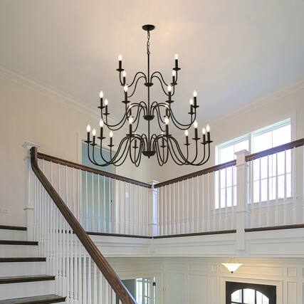 Front. Boyel Living - Farmhouse Chandelier Black Metal Chandeliers Light Fixtures Industrial for High Ceiling.