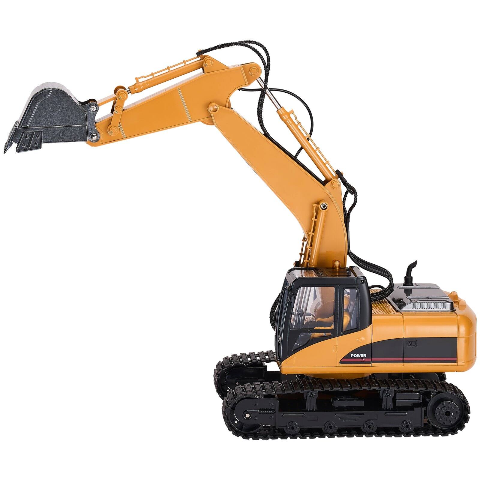 Alt View 7. SKONYON - RC Excavator 15-Channel 1:14 Scale with Metal Shovel - Yellow.