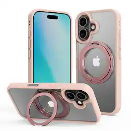 Mybat Pro - Lure Series 360° Ring Stand MagSafe Case for Apple iPhone 16 - Pink - Clear/Pink