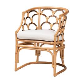 bali & pari - Aster Modern Bohemian Rattan Armchair - White/Natural Brown