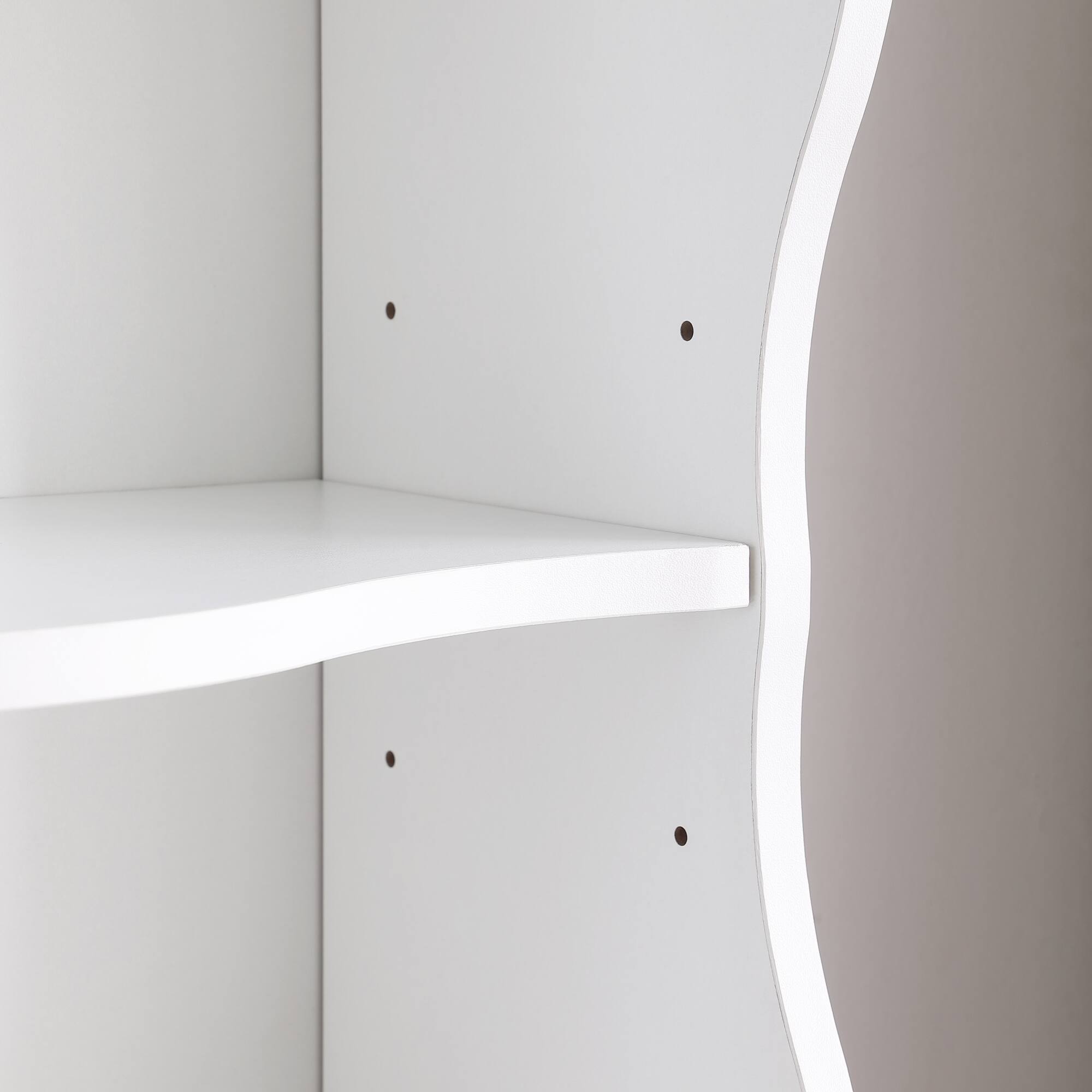 Alt View 7. GOODSILO - Ultra-Thin Adjustable Shelf Bookcase with Wavy Border Design for Home and Office Storage Solutions - White.
