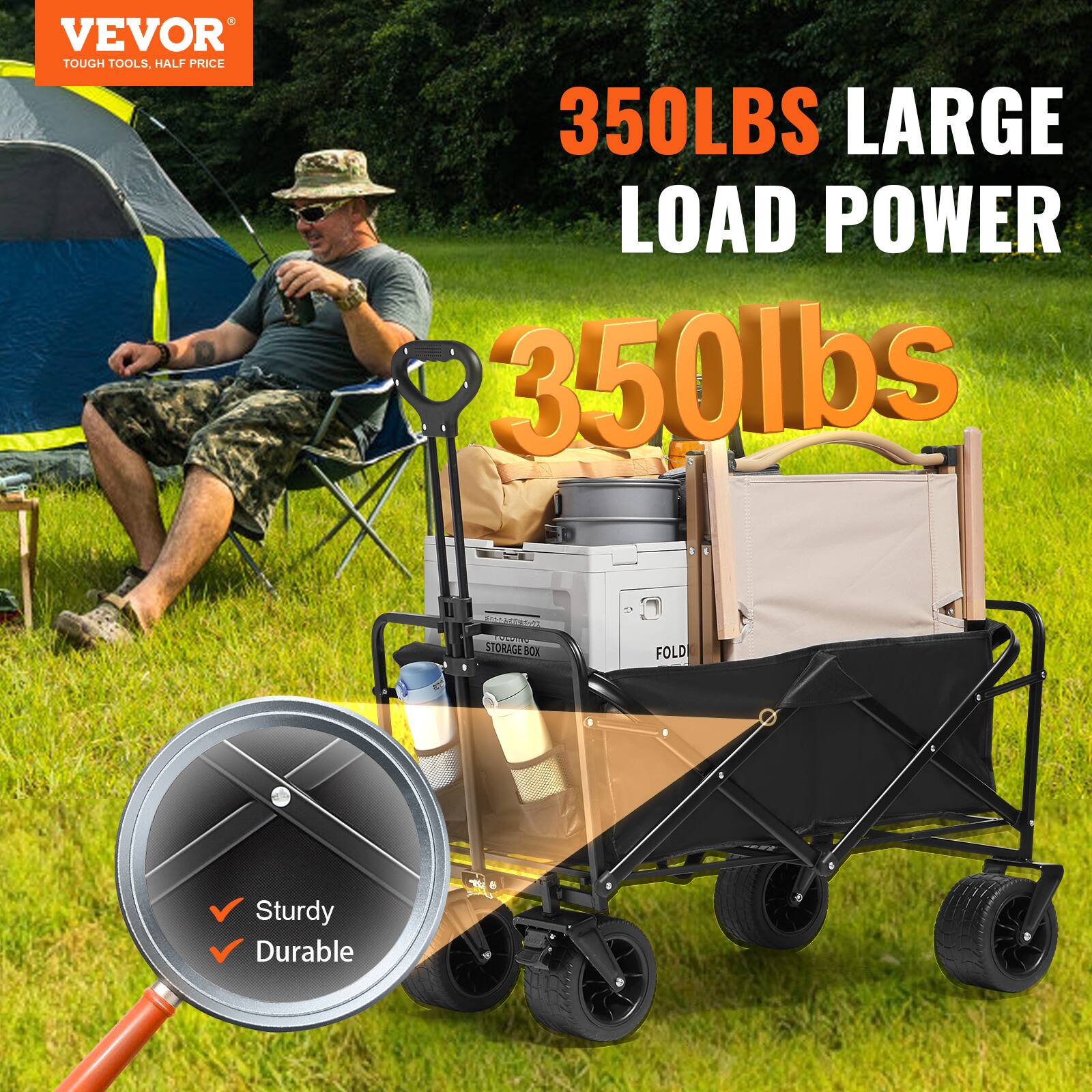 VEVOR TOUGH TOOLS, HALF PRICE 350LBS LARGE LOAD POWER 350lbs O - - d ASN A STORAGE BOX FOLD Sturdy Durable T