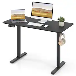 Costway - 48" x 24" Sit to Stand Desk with 3 Memory Settings & Anti-Collision Protection - Black