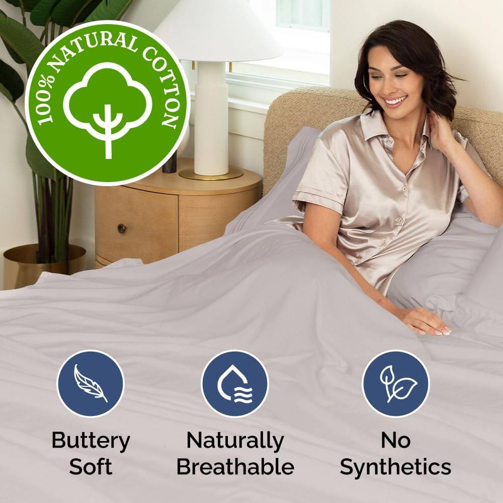100% Natural Cotton

- Buttery Soft
- Naturally Breathable
- No Synthetics