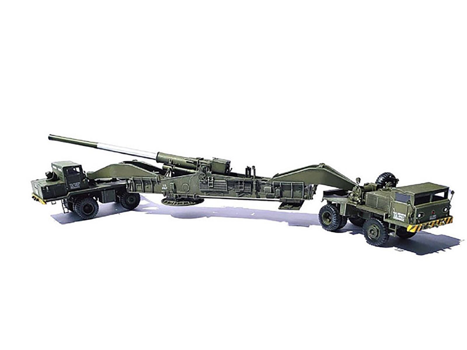 Angle. Dragon Models - United States M65 Atomic Cannon "Atomic Annie" 1/72 Plastic Model US Army Olive Drab "Traveling Mode" Dragon - Olive.