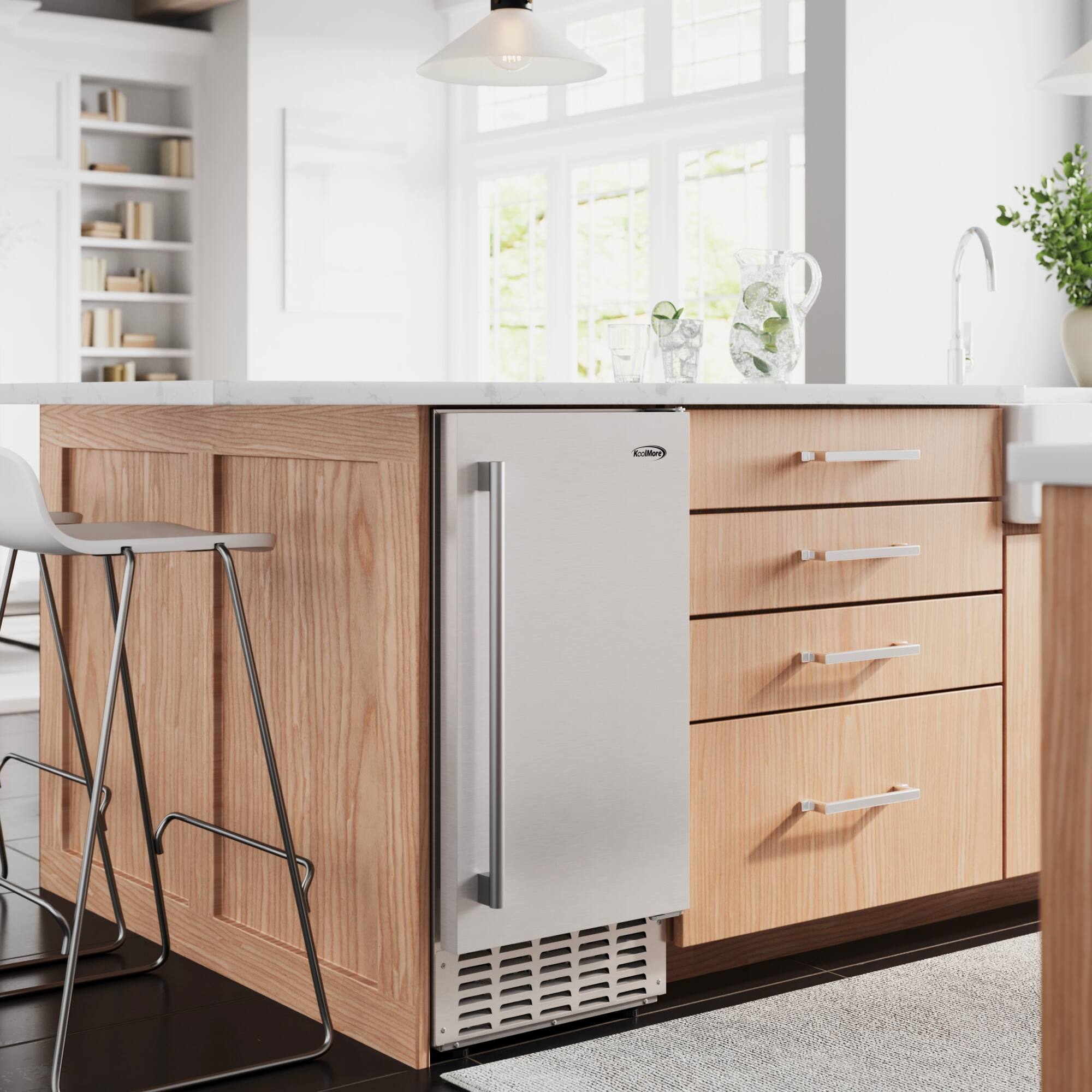 Alt View 1. Koolmore - 15 in. Built-in Residential Pearl Ice Nugget Maker, 66lb /day with Drain Pump in Stainless-Steel (KM-BIM66-NSS) - Stainless steel.