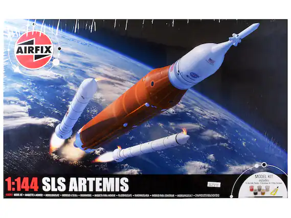 AIRFIX 1:144 SLS ARTEMIS
MODEL KIT
MAQUETTE A MONTER
MODELLBAUSATZ
MODELLO A SCALA
BOUWMODEL
MAQUETA PARA MONTAR
PLASTBYGGSATS
RAKENNUSSARIA
MODELO PARA CONSTRUIR
MODELBYGGESAT
YNAPMIONTOYMENO
MONTEAO
Includes 10 Acrylic Paints, 2 Brushes & Poly Cement