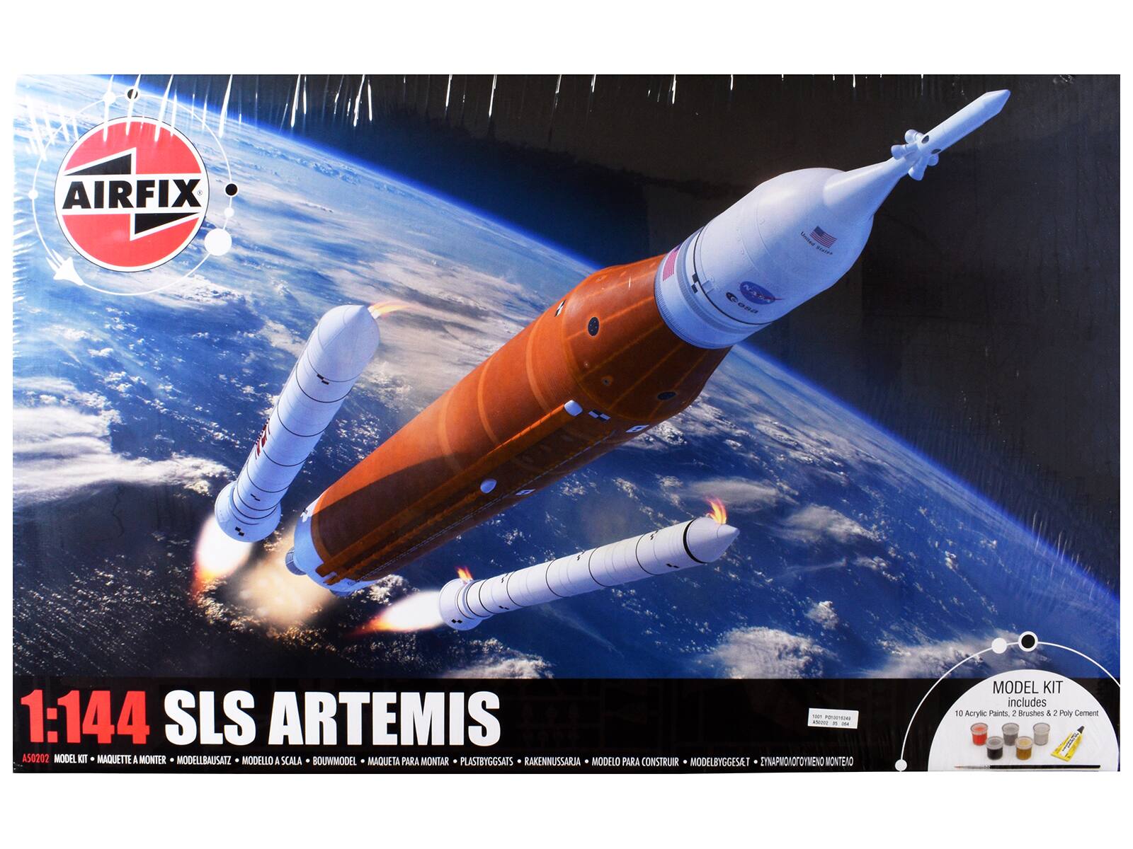 AIRFIX 1:144 SLS ARTEMIS  
MODEL KIT  
MAQUETTE A MONTER  
MODELLBAUSATZ  
MODELLO A SCALA  
BOUWMODEL  
MAQUETA PARA MONTAR  
PLASTBYGGSATS  
RAKENNUSSARIA  
MODELO PARA CONSTRUIR  
MODELBYGGESAT  
YNAPMIONTOYMENO  
MONTEAO  

Includes 10 Acrylic Paints, 2 Brushes & Poly Cement