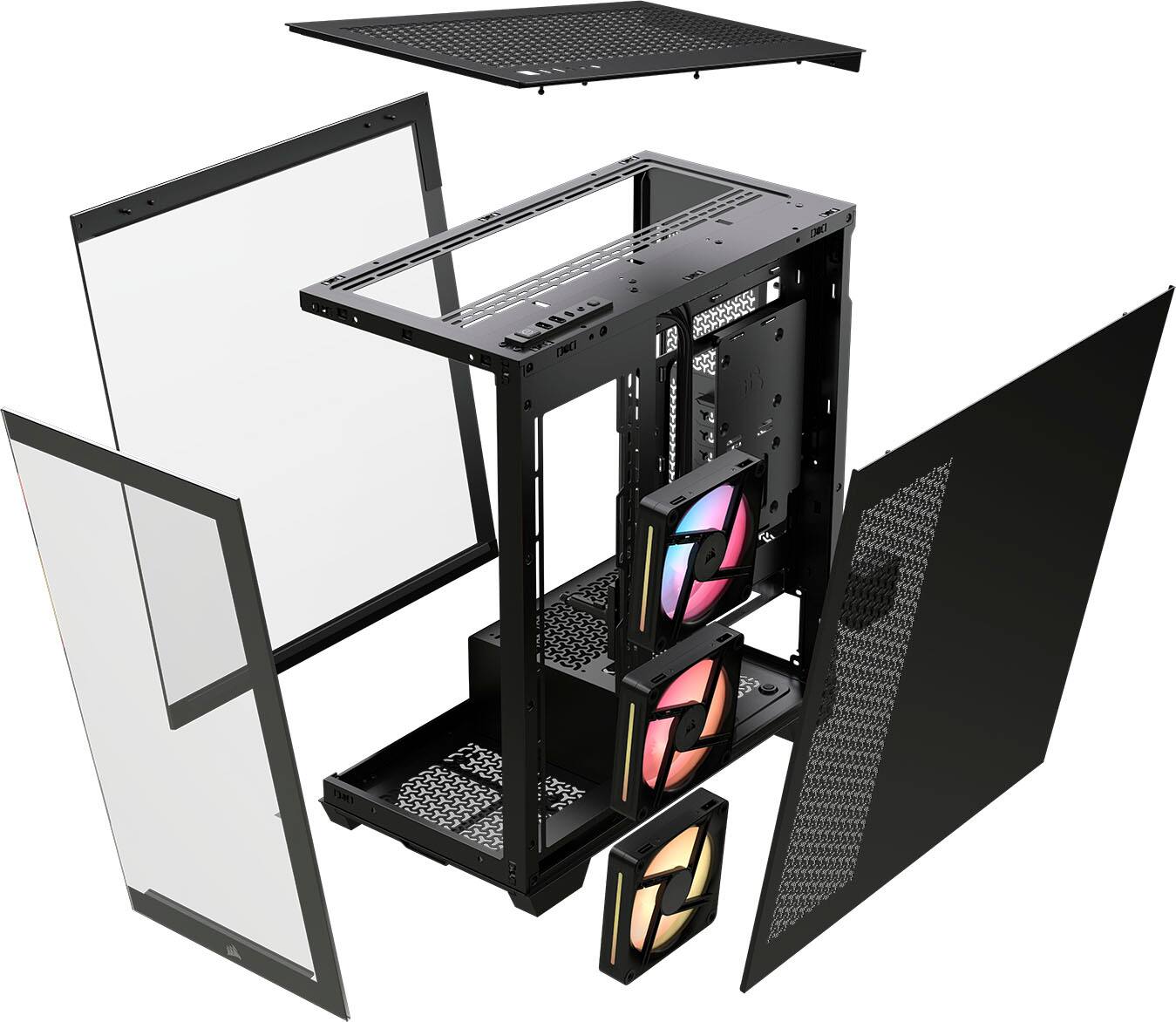 Alt View 12. CORSAIR - 3500X LX-R RGB iCUE LINK Mid-Tower PC Case - Black.