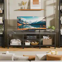 Furnulem - 55 In TV Stand Media Console Table Entertainment Center with Open Storage Shelves Soundbar Shelf for Living Room Decor - Gray