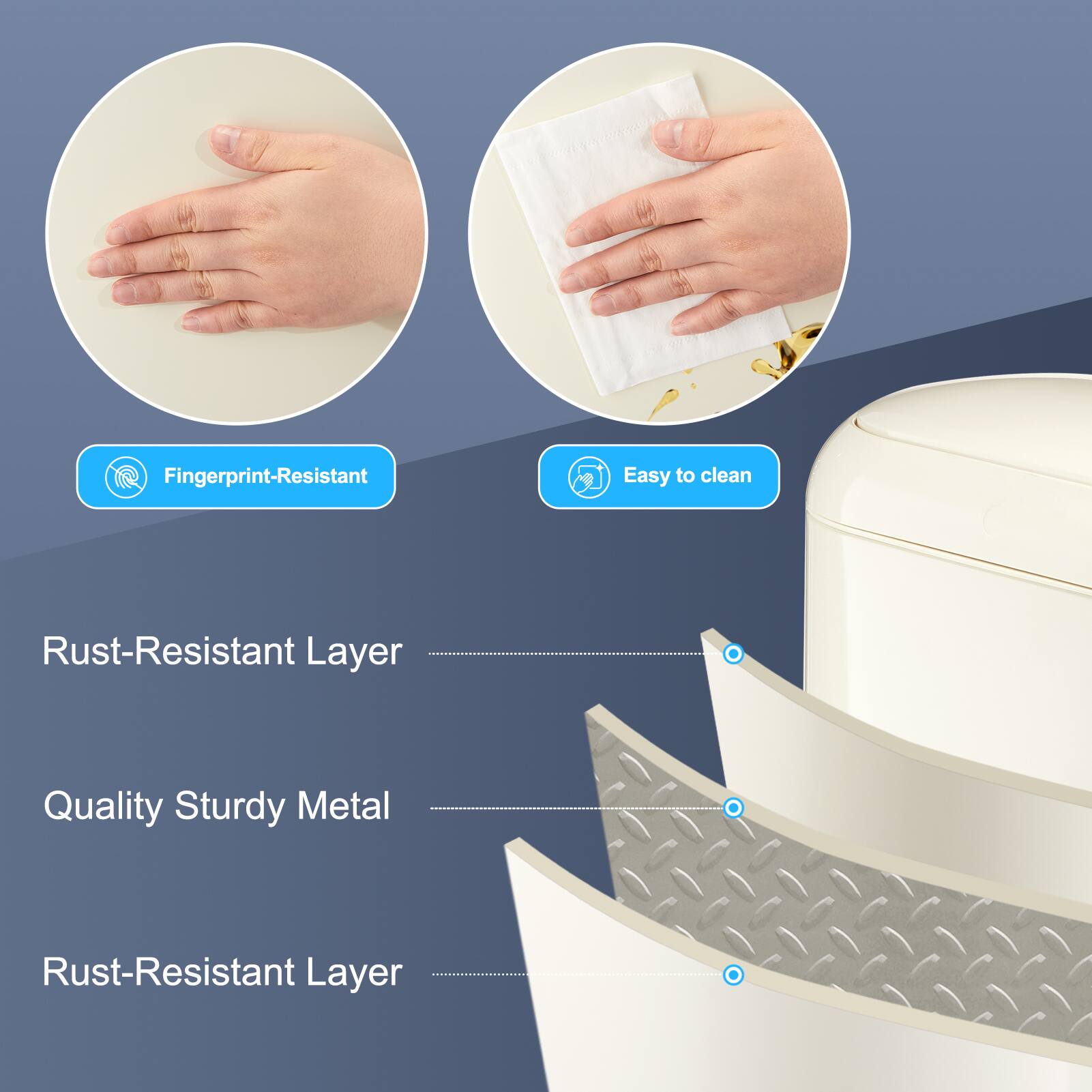 - Fingerprint-Resistant
- Easy to clean
- Rust-Resistant Layer
- Quality Sturdy Metal
- Rust-Resistant Layer