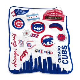 Logo Brands - Chicago Cubs 50'' x 60'' Native Raschel Plush Throw Blanket - Multicolor