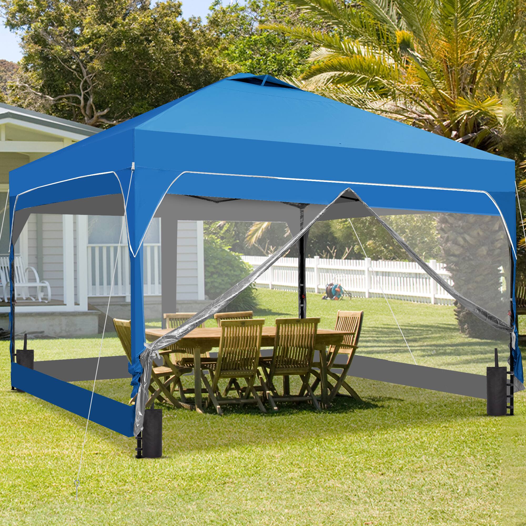 Ainfox 12x12 Pop Up Canopy Tent,Outdoor Gazebo with Center Lock 4 ...