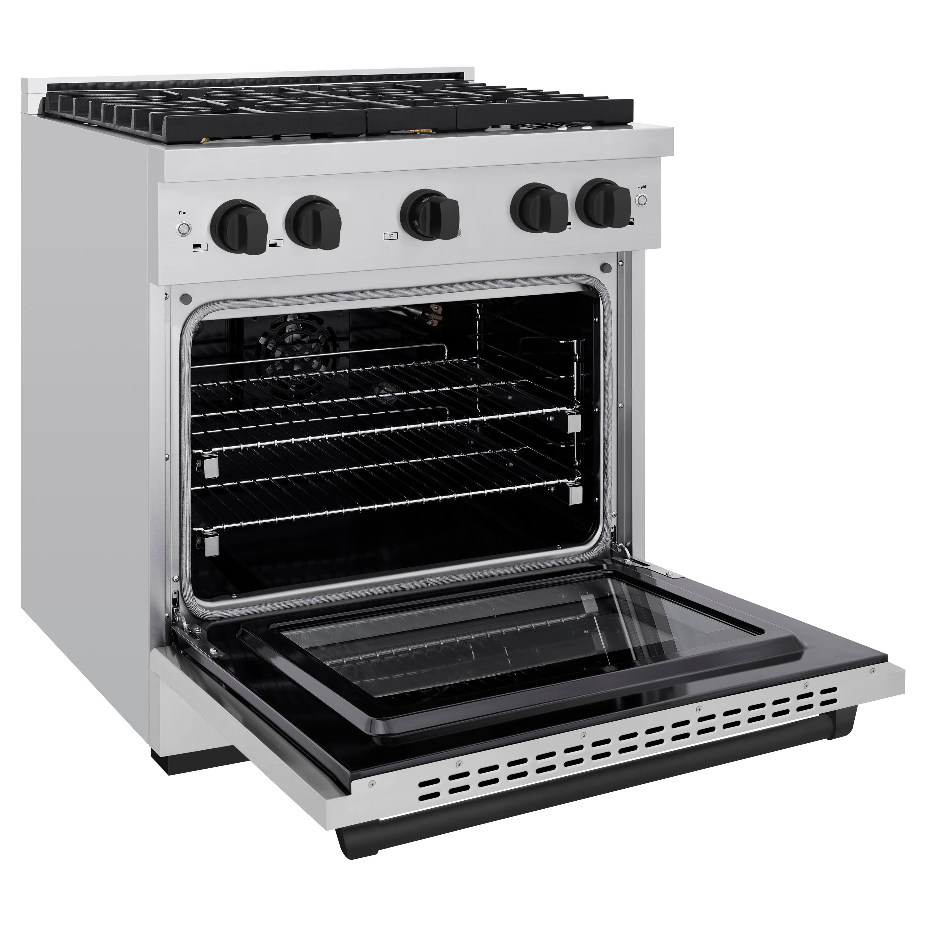 Back. ZLINE - Autograph Edition 30" Paramount Gas Range w/ 4 Burners & Matte Black Accents (SGRZ-30-MB) - Stainless Steel.