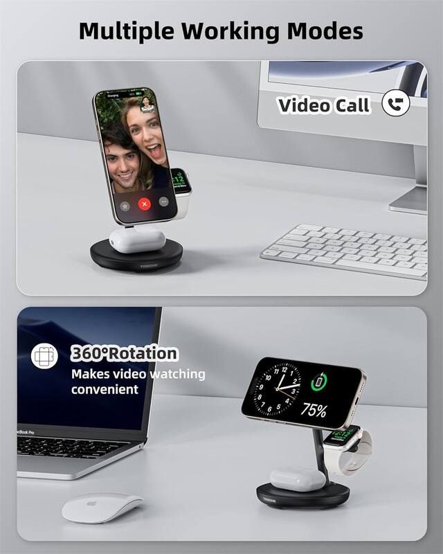 Multiple Working Modes

Video Call

360° Rotation Makes video watching convenient

75%