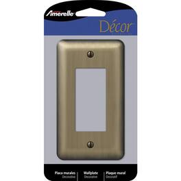AMERELLE - Devon Brushed 1 gang Stamped Steel Decorator Wall Plate 1 pk - Brass