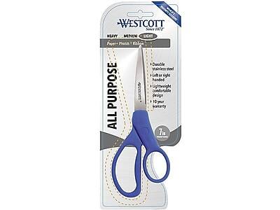 WESTCOTT  
Since 1872

HEAVY | MEDIUM | LIGHT

Paper • Photos • Ribbon

ALL PURPOSE

- Double blade stainless steel
- Left or right handed
- Lightweight comfortable design
- 10 year warranty

7 in