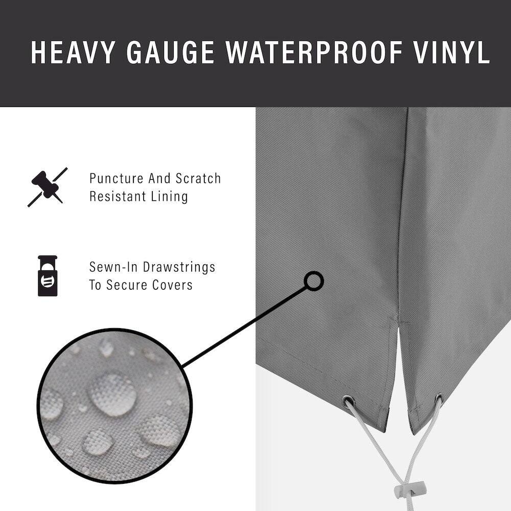 HEAVY GAUGE WATERPROOF VINYL

- Puncture And Scratch Resistant Lining
- Sewn-In Drawstrings To Secure Covers