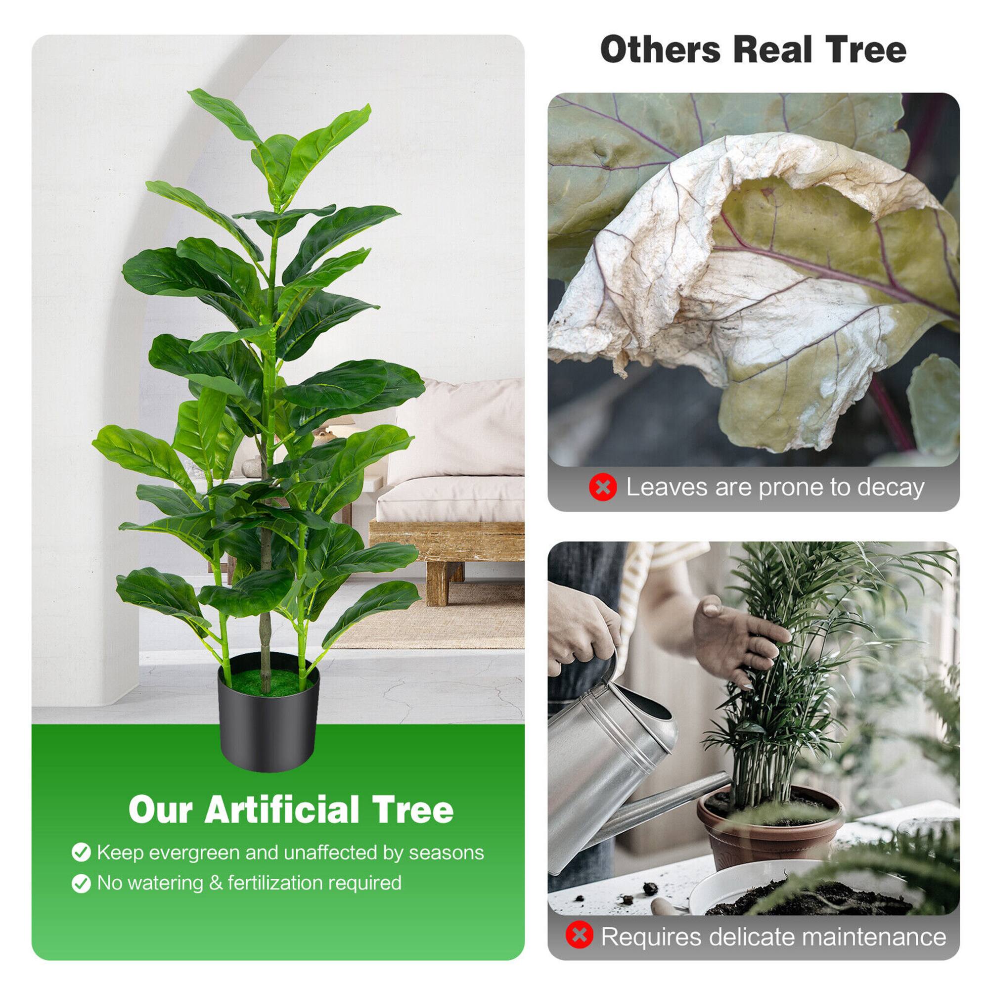 **Our Artificial Tree**

- Keep evergreen and unaffected by seasons
- No watering & fertilization required

**Others Real Tree**

- Leaves are prone to decay
- Requires delicate maintenance