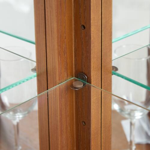 Alt View 2. LUCKY ONE - 15.35in Freestanding Corner Curio Cabinet with Tempered Glass Shelves LED Light for Bar Collectibles - Oak.