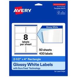 Avery - Avery® Glossy Rectangle Labels, 2.5" x 4", 400 Total - White
