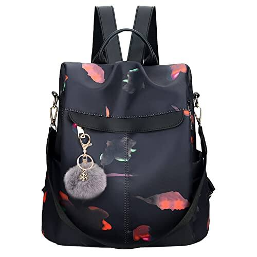 Front. Pacoar Cade - Backpack Purse For Women Anti-theft Bag Waterproof Nylon Lightweight College Bookbag Shoulder Travel - Black Color.