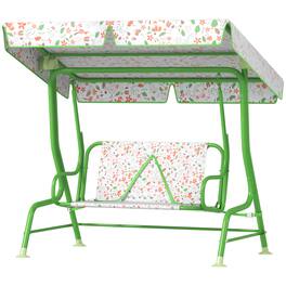 Qaba - Patio Swing Chair with Adjustable Canopy, Safety Belt for Patio, Garden, Poolside - Green