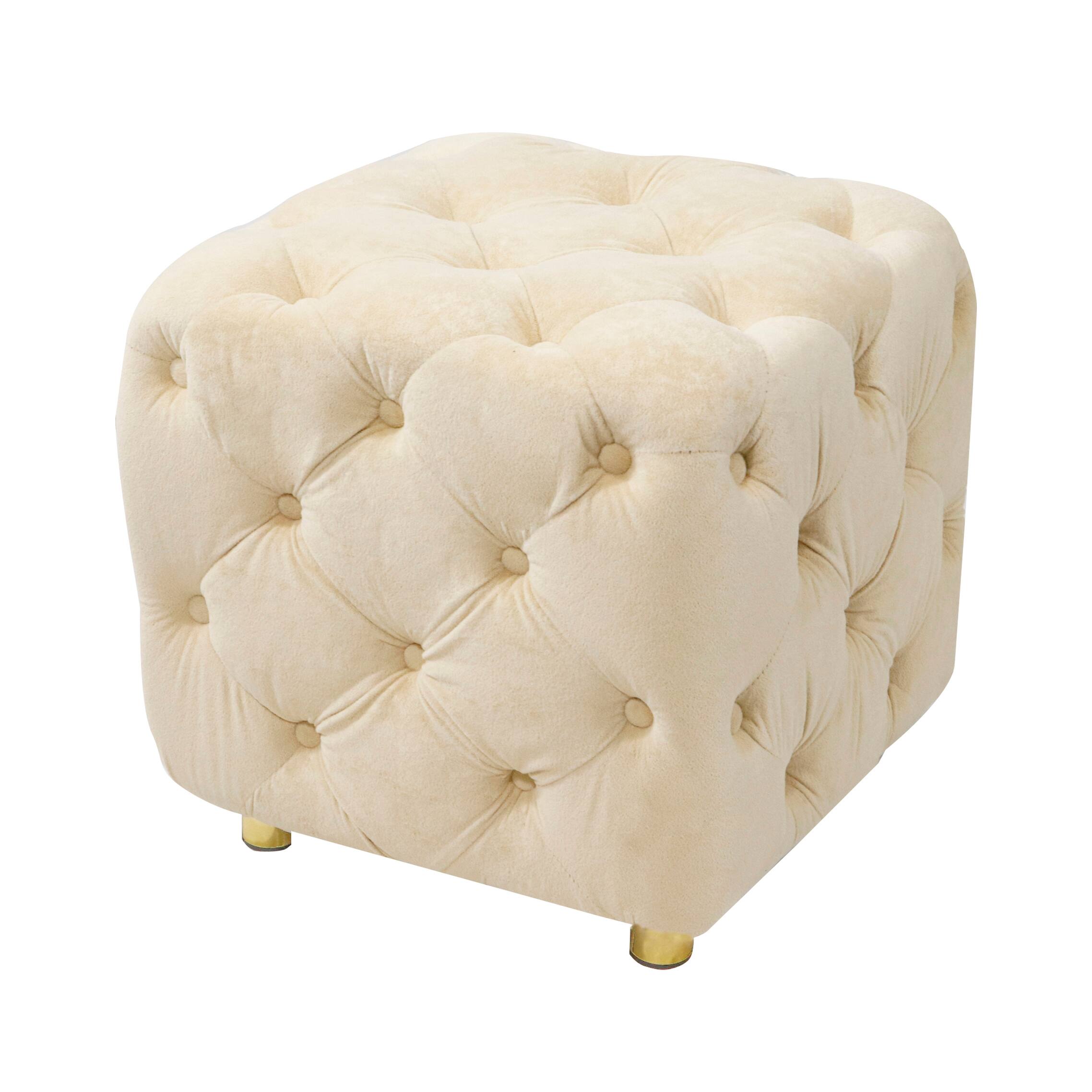 Back. GOODSILO - Modern Velvet Upholstered Ottoman with Storage, Versatile Foot Stool and End Table for Living Room and Bedroom - Beige.