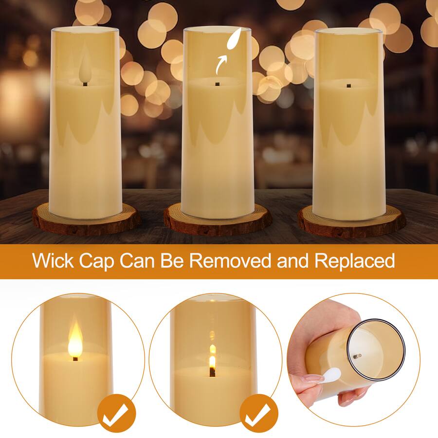 Led Wicks IMAGE 5 Pack 3D Wick LED Candles with Timer Flickering Flameless ...