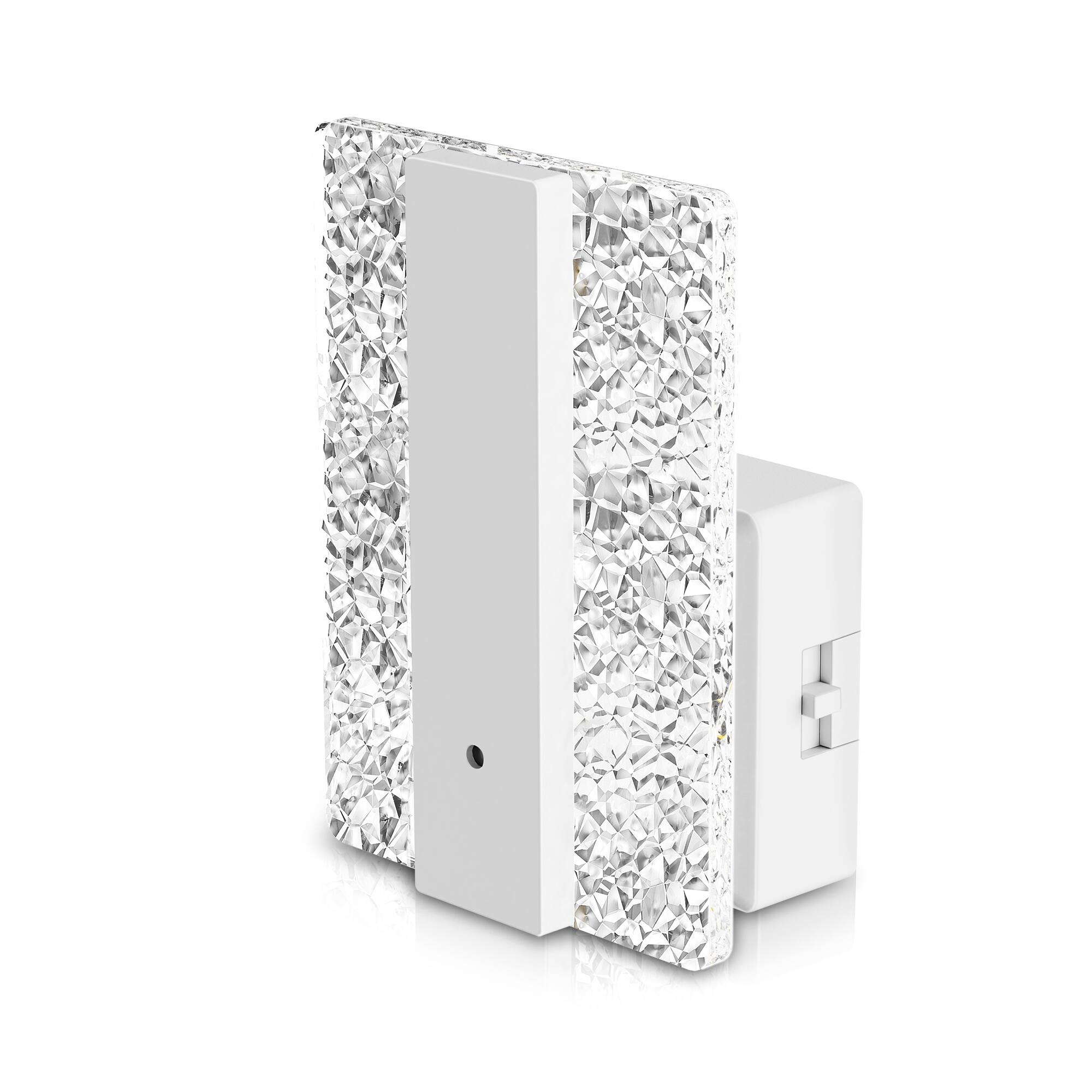 Front. Jandcase - JANDCASE 1W  Plug-in Night Light, 3000K Warm Glow, Crushed Acrylic Square Design,  0-100%, Dusk-to-Dawn Sensor - White.