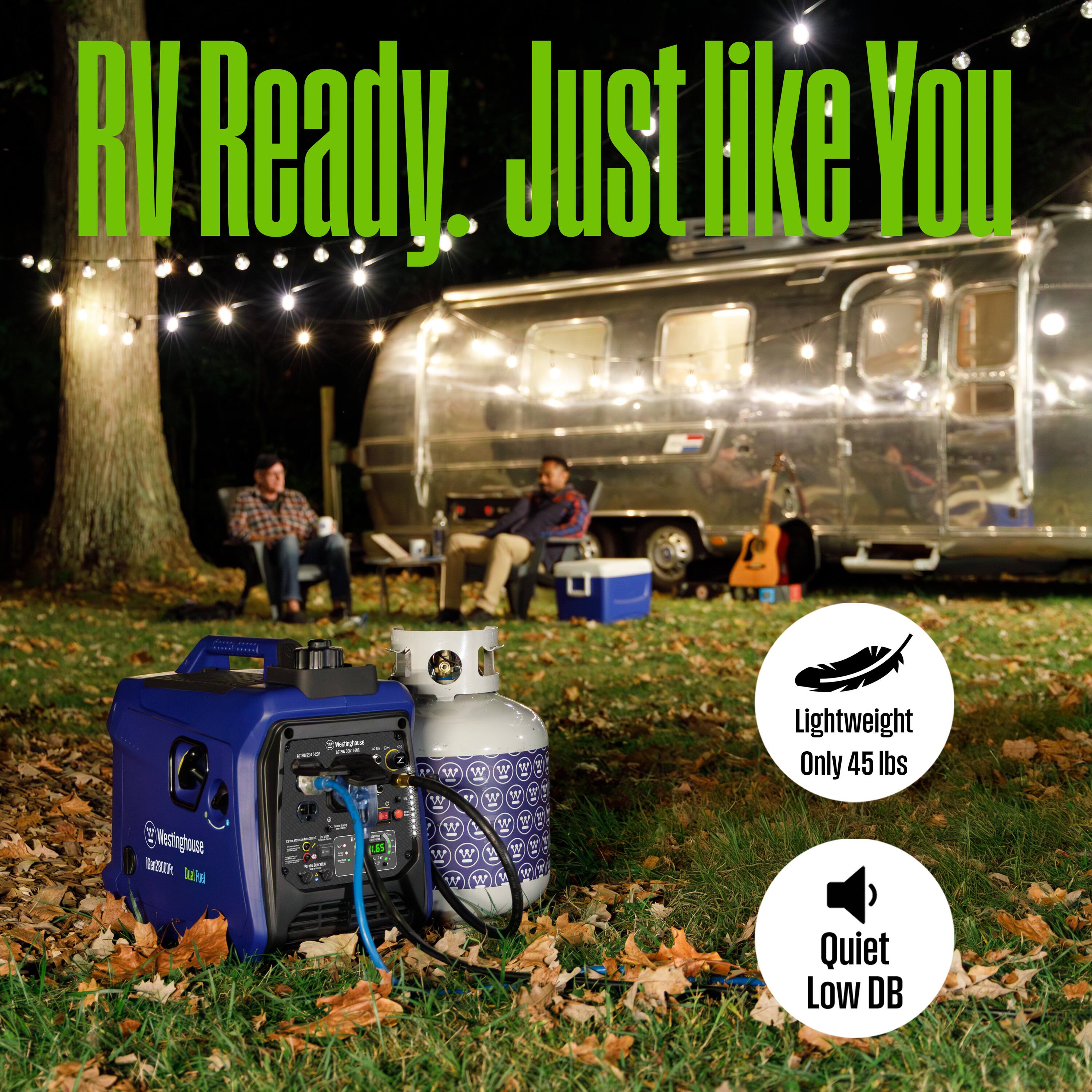 RV Ready. Just like You

Lightweight Only 45 lbs

Quiet Low DB