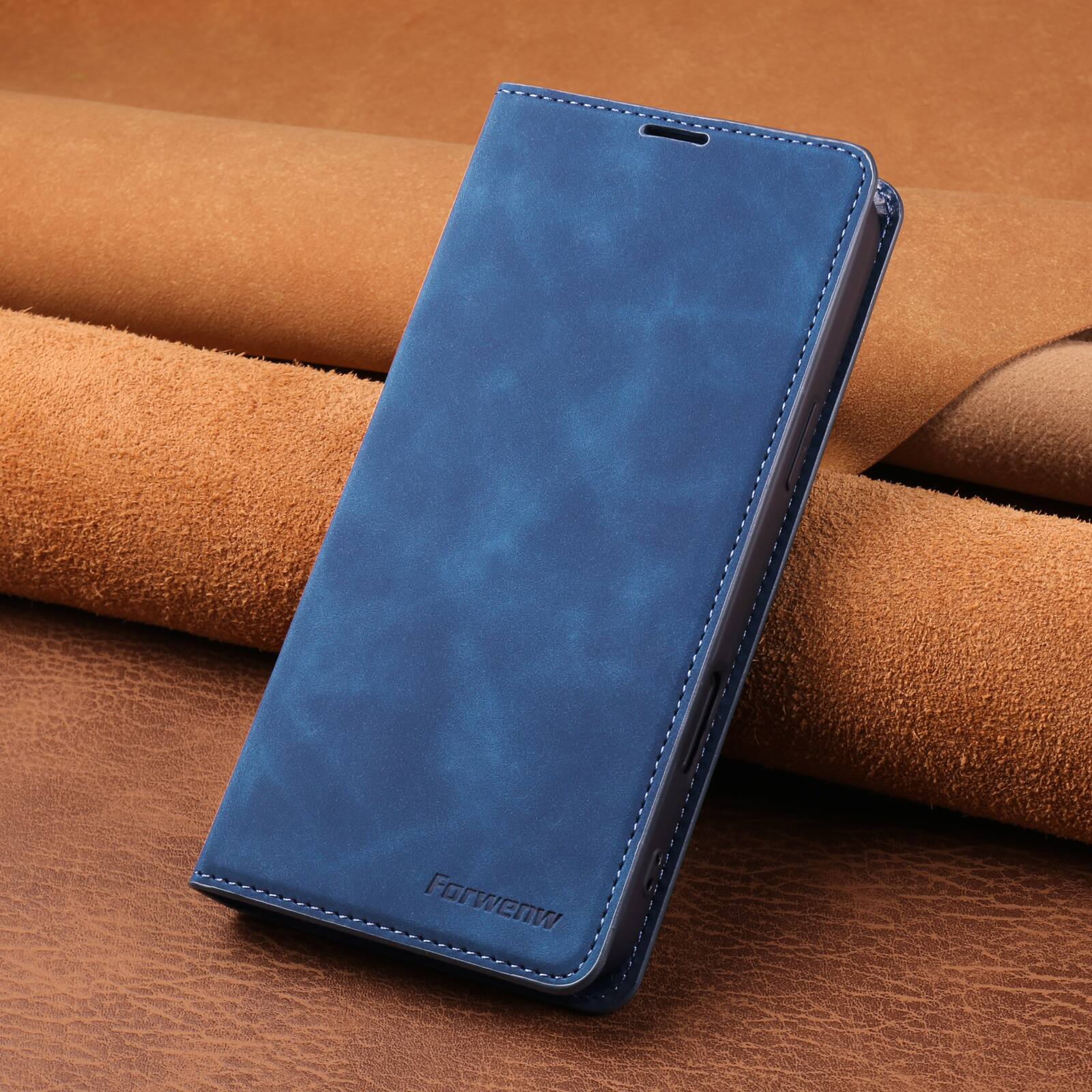 Alt View 2. Dteck - Magnetic Wallet Case For iPhone 17 Pro Max, Shockproof Card Pocket Viewing Kickstand Protective Folio PU Leather Cover - Blue.