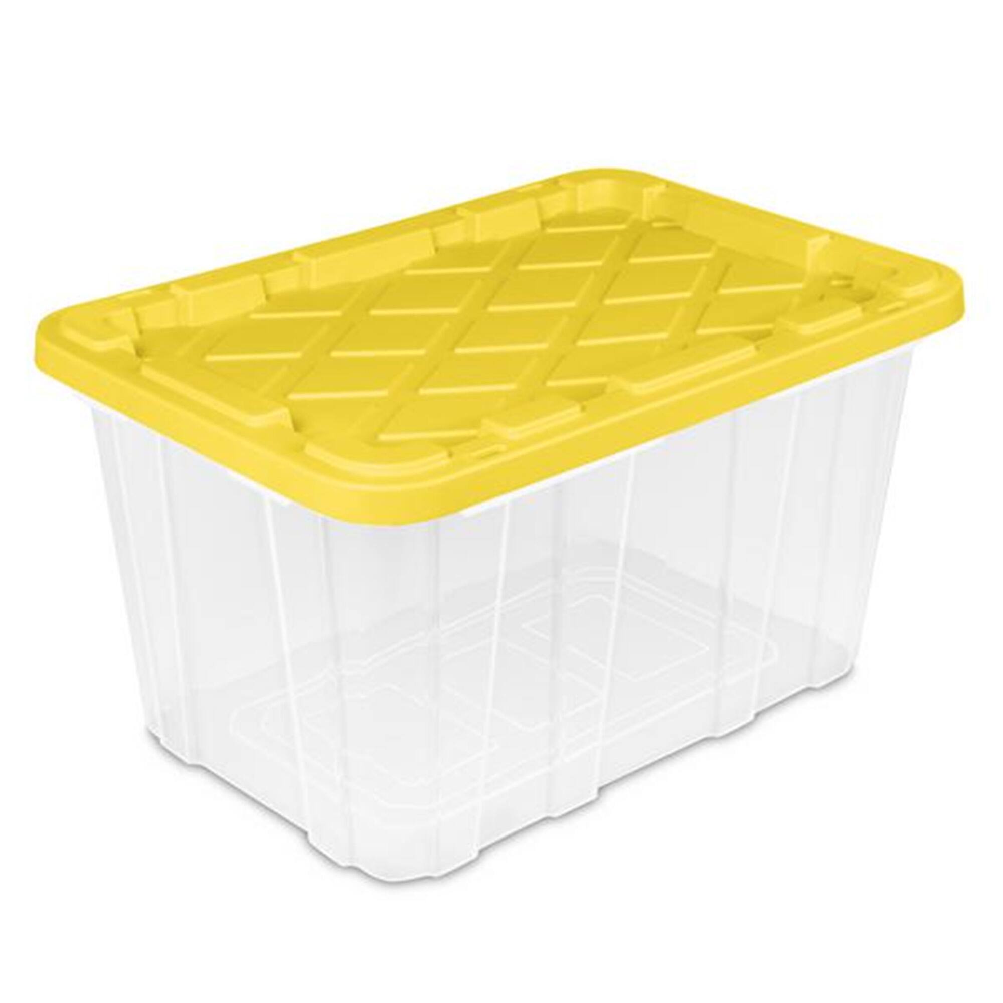 Alt View 5. Sterilite - Sterilite Industrial Storage Box with Carrying Handles, 27 Gal, Yellow, 16 Pack - Clear/Yellow Lily Lid.