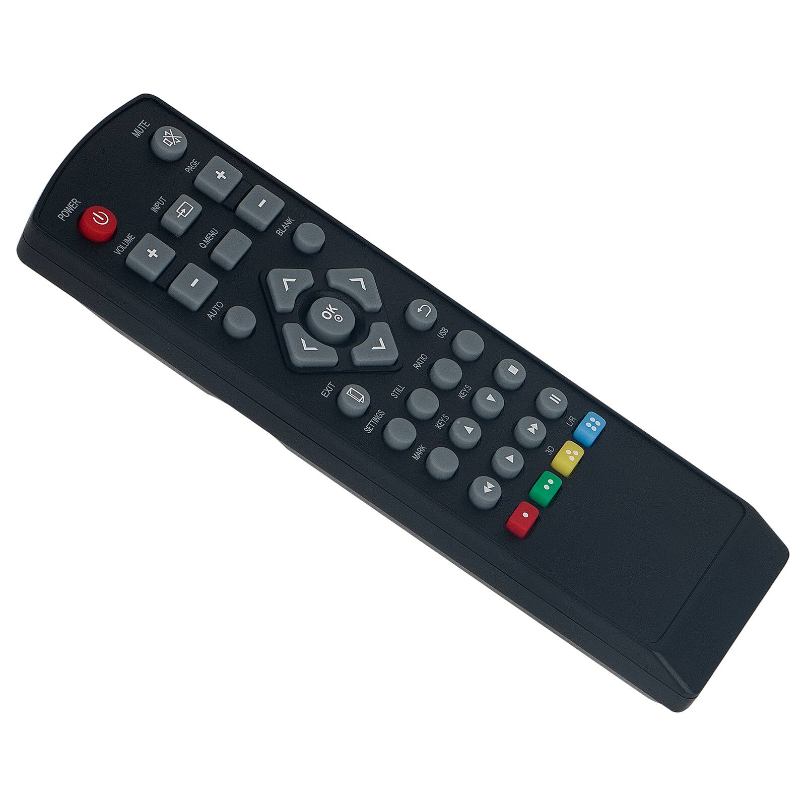 Sure, here is the corrected and grouped text from the image:

- POWER
- VOLUME
  - +
  - -
- MUTE
- PICTURE
  - +
  - -
- AUTO
- BLANK
- OK
- EXIT
- STILL
- RATIO
- MENU
- LIST
- INFO
- SETTING
- KEY'S
- BETTING
- A
- 30
- A
- $